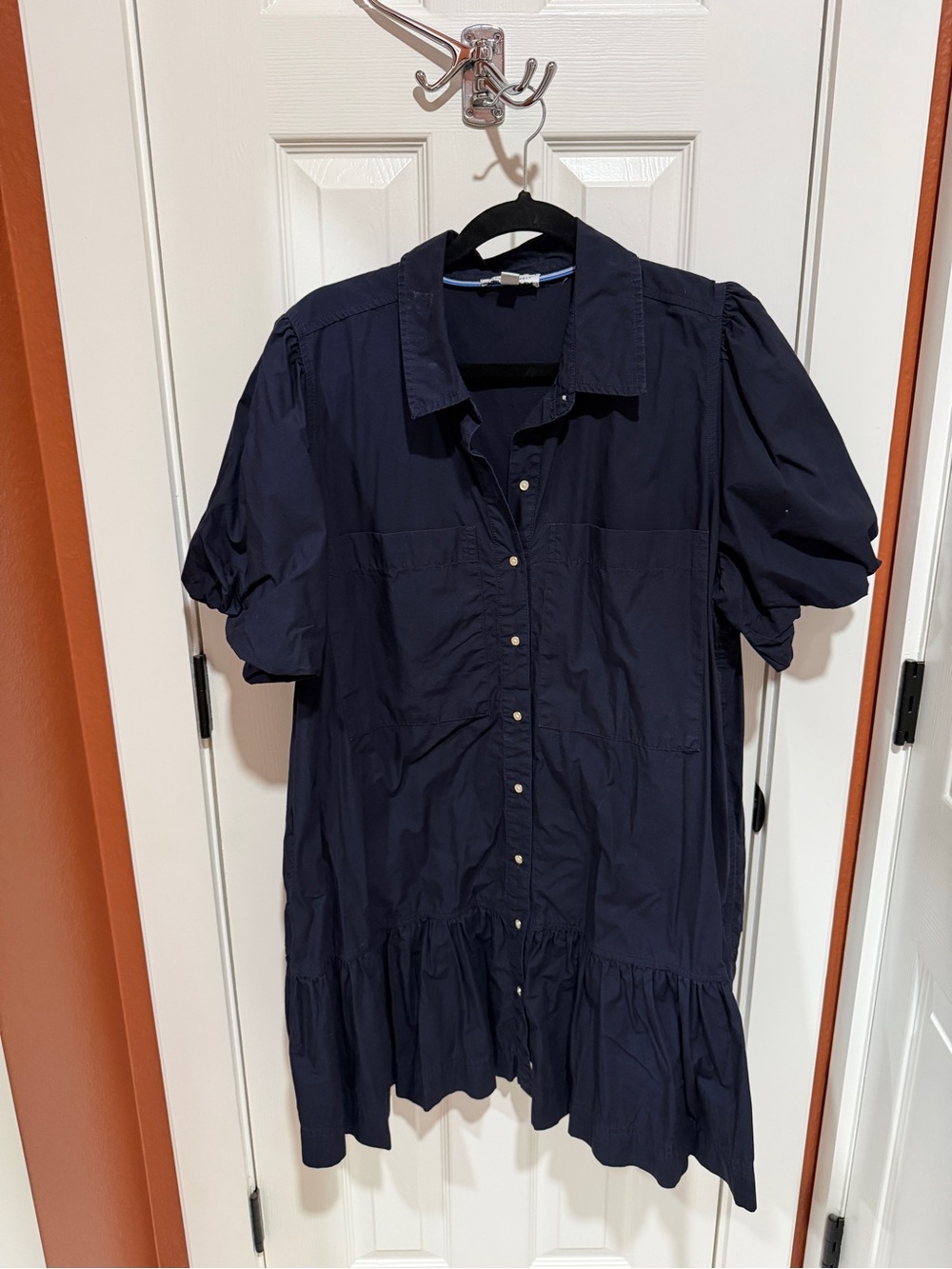 Free Assembly Button Up Navy Short Sleeve Dress